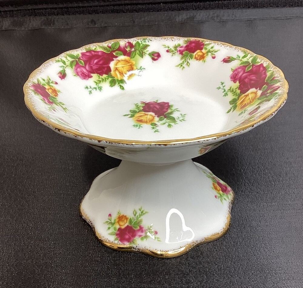 Royal Albert Old Country Roses Pedestal Bowl Compote 5 In Floral Gold Trim Decor